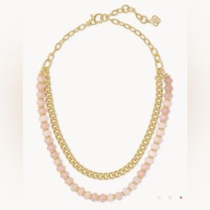 Kendra Scott Rebecca Gold Multi Strand Necklace in Rose Quartz